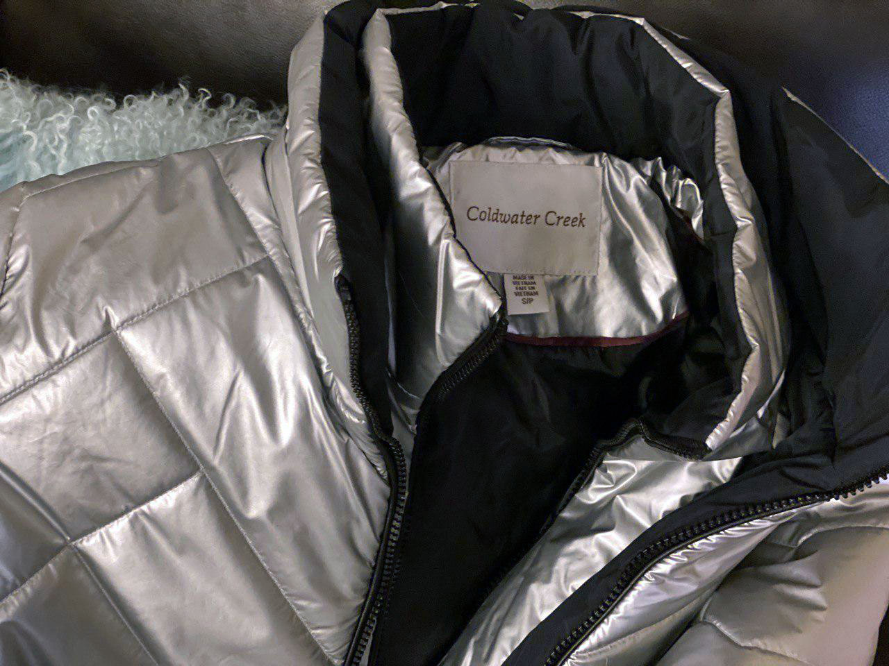 Coldwater Creek Silver Metallic Mountain High Quilted Coat