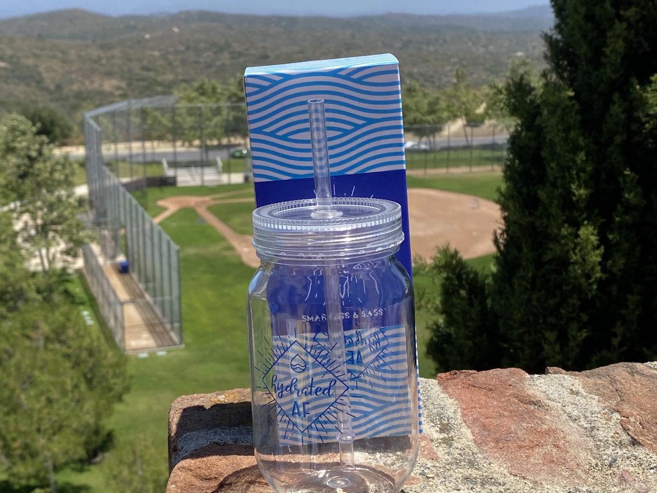 Smartass and Sass Hydrated AF plastic mason jar