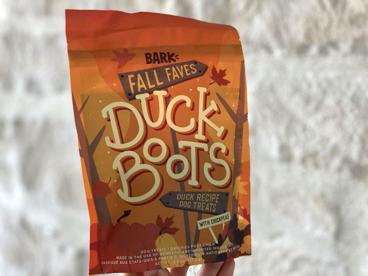 BarkBox Fall Faves Duck Boots dog treats