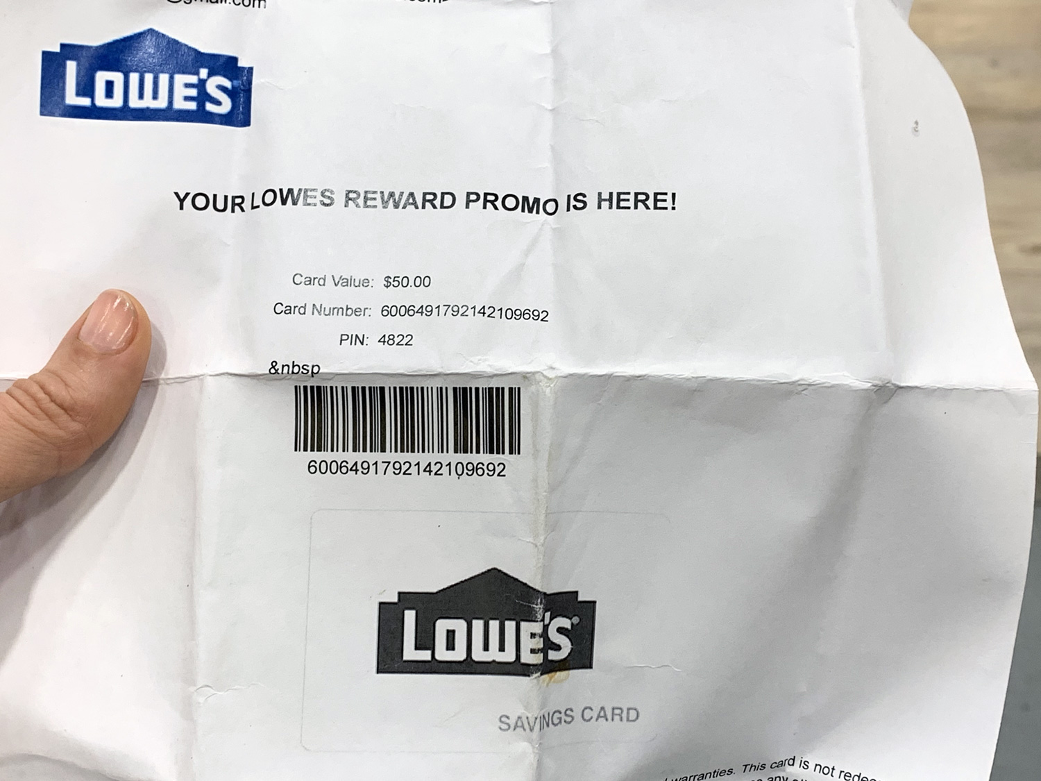 Lowe's Reward Promo