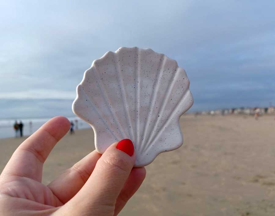 Sand-Specked Seashell Tray by Beachly
