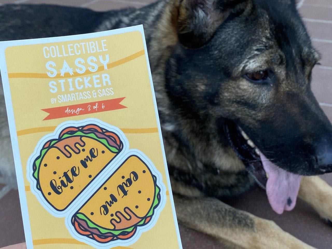 Bite me eat me stickers