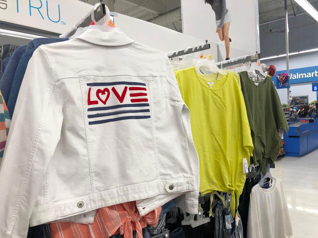 Walmart EV1 From Ellen DeGeneres Women's Love Flag Denim Jacket