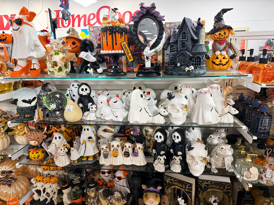 SCeramic ghost families, skeletons and a haunted house at TJ Maxx